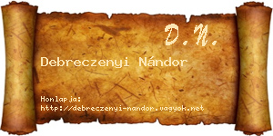 Debreczenyi Nándor névjegykártya